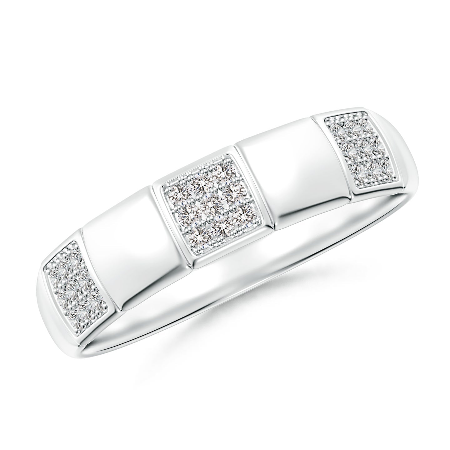 Alternating Pave-Set Diamond Stackable Band