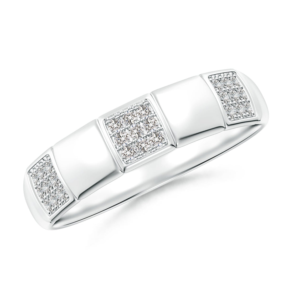 Alternating Pave-Set Diamond Stackable Band