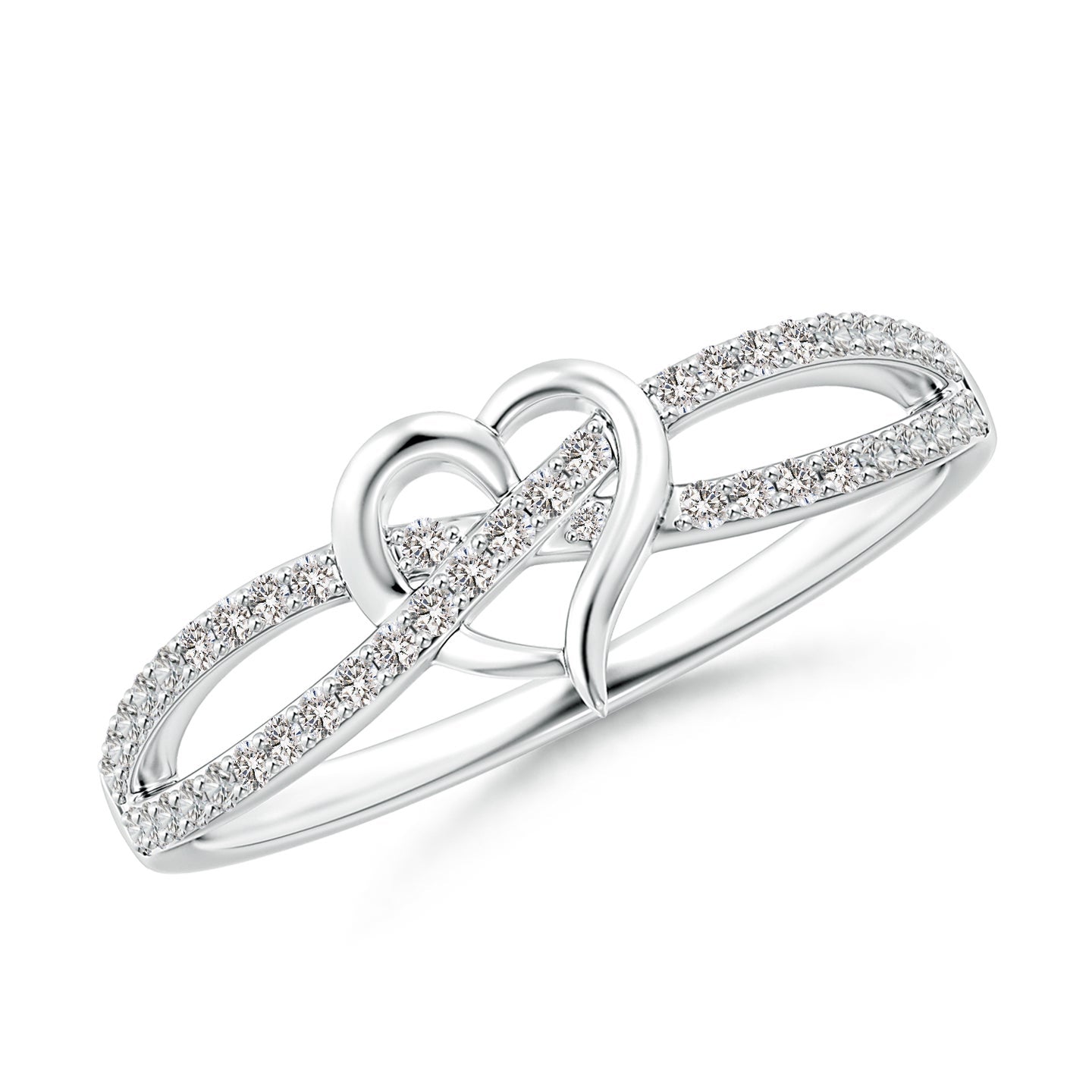 Criss-Cross Heart Diamond Split Shank Ring