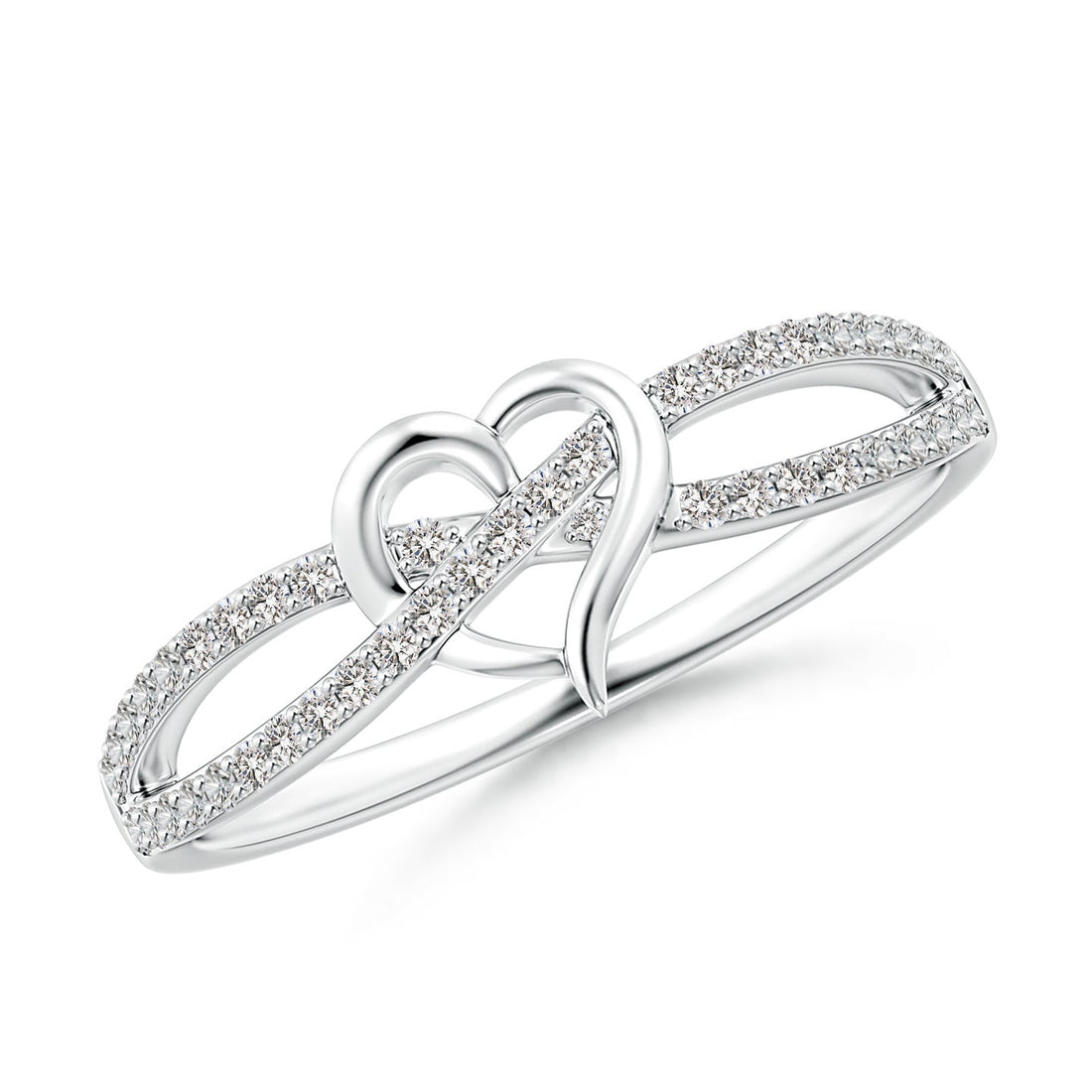 Criss-Cross Heart Diamond Split Shank Ring