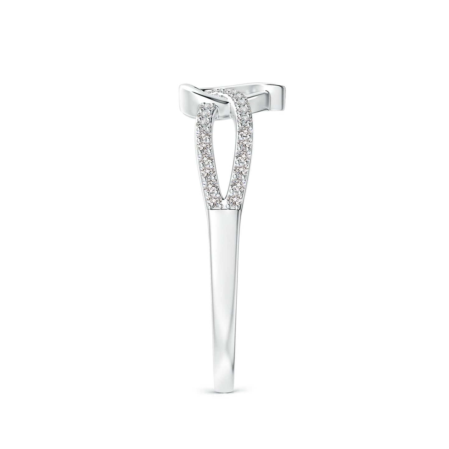 Criss-Cross Heart Diamond Split Shank Ring