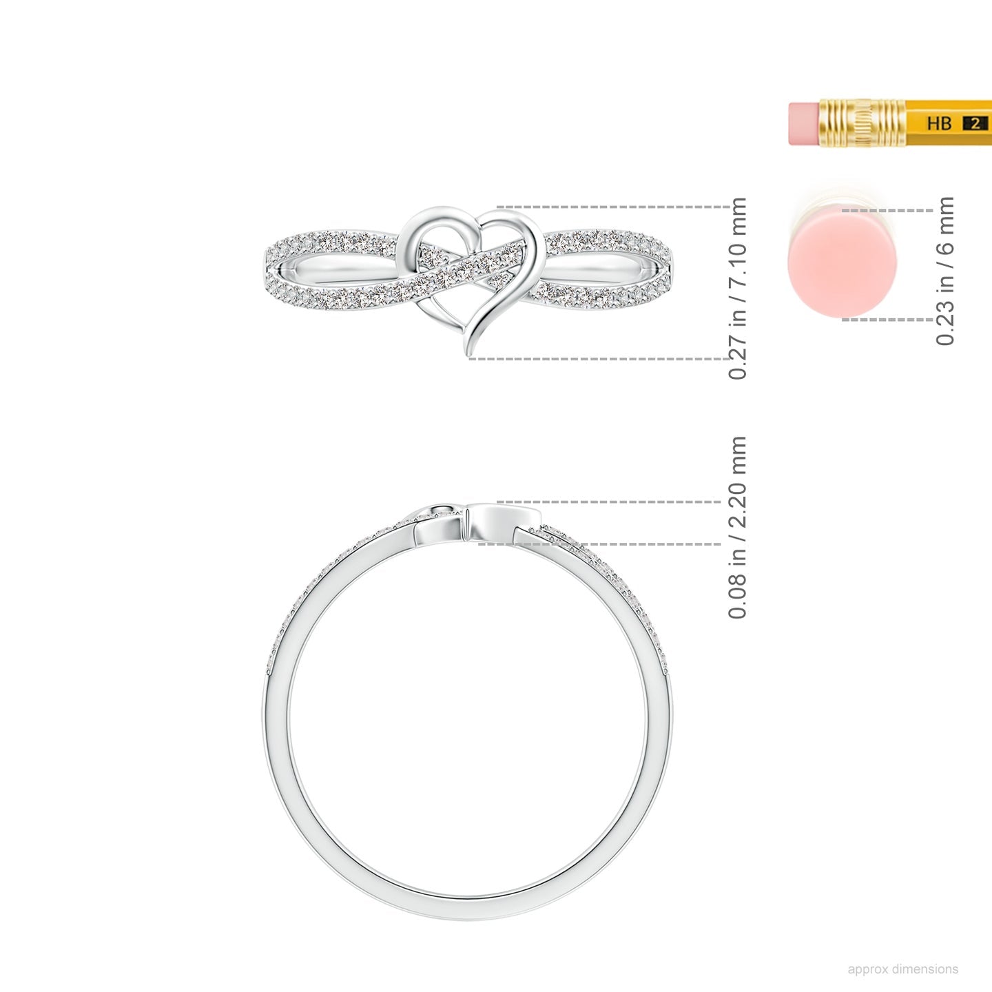 Criss-Cross Heart Diamond Split Shank Ring