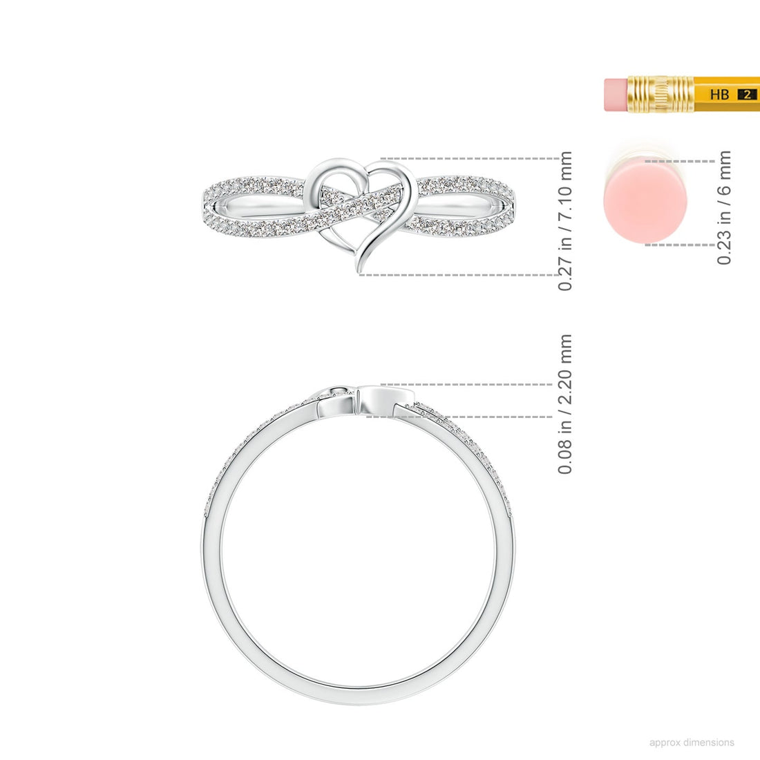 Criss-Cross Heart Diamond Split Shank Ring