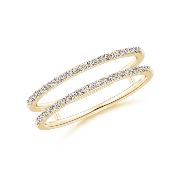 Double Band Pavé Diamond Engagement & Wedding Ring Set