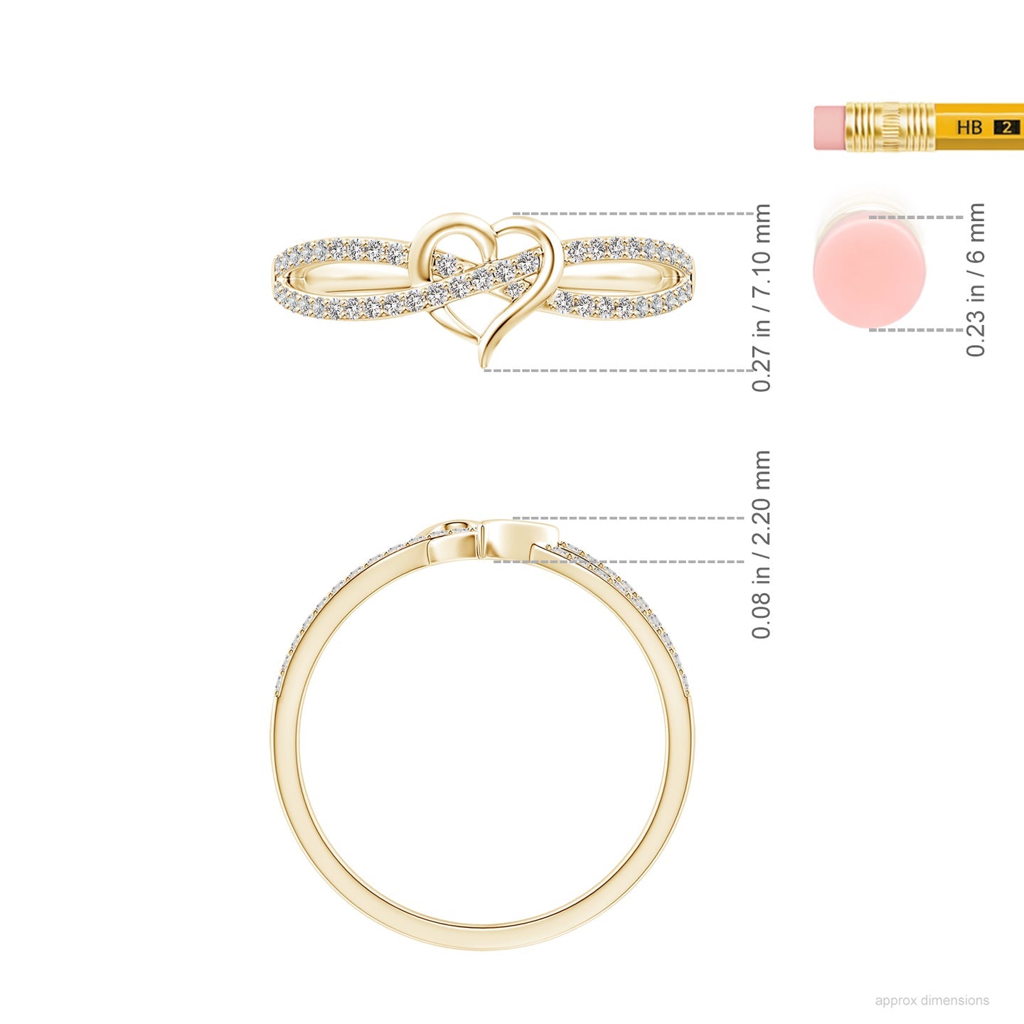 Criss-Cross Heart Diamond Split Shank Ring