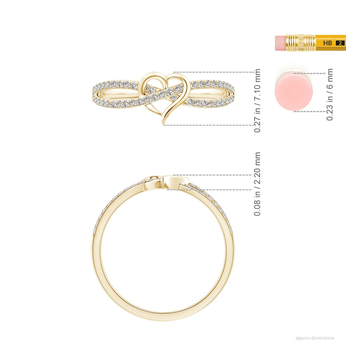 Criss-Cross Heart Diamond Split Shank Ring