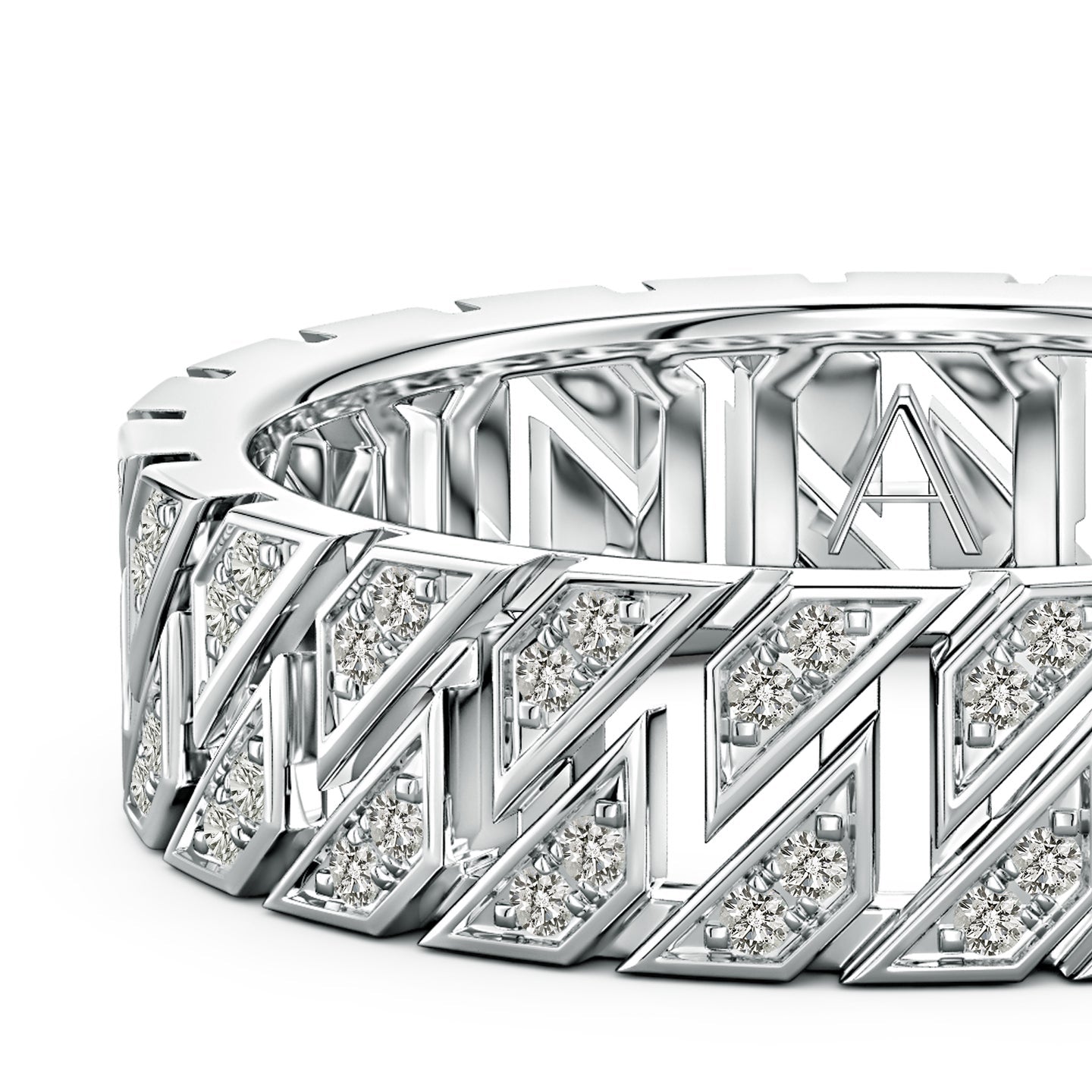 Pave-Set Diamond Men's Octagon-Shaped Ring