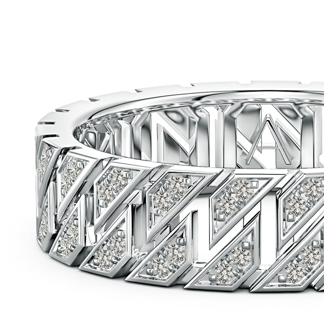 Pave-Set Diamond Men's Octagon-Shaped Ring