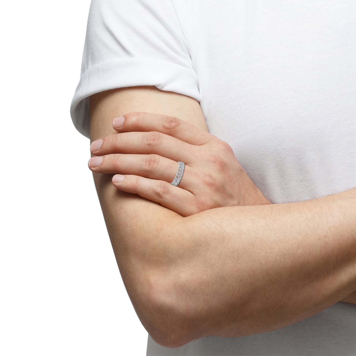 Pave-Set Diamond Men's Octagon-Shaped Ring
