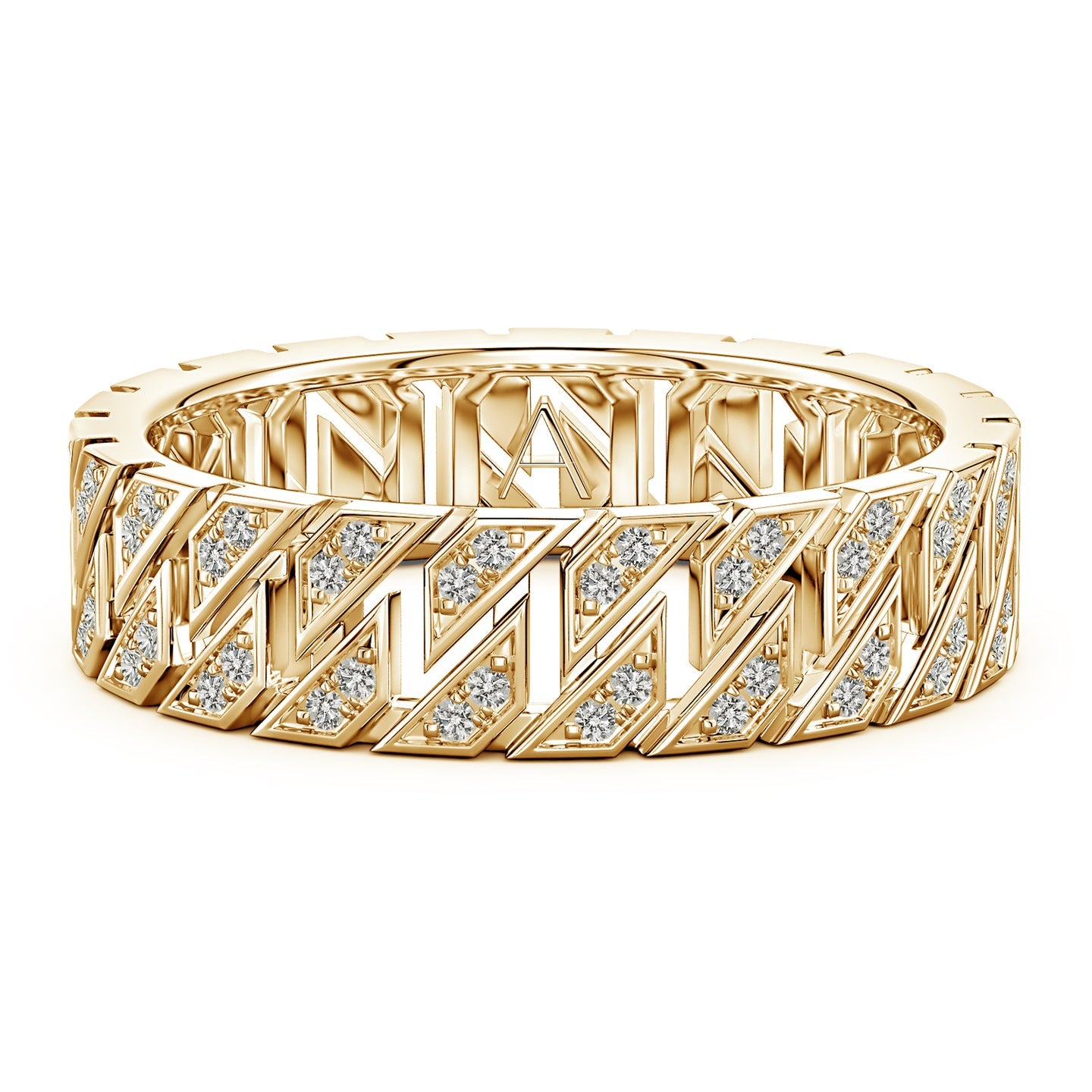 Pave-Set Diamond Men's Octagon-Shaped Ring
