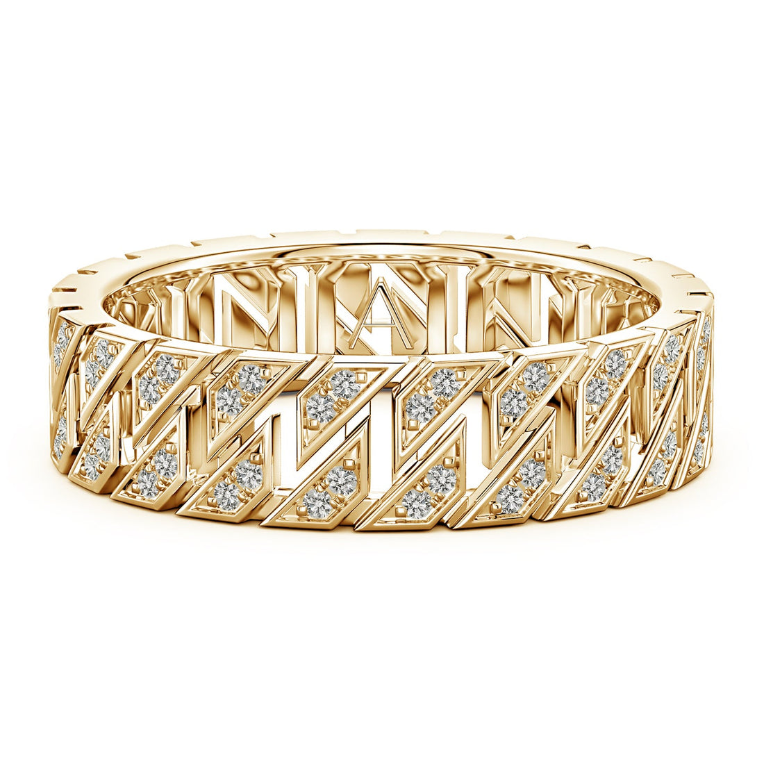 Pave-Set Diamond Men's Octagon-Shaped Ring