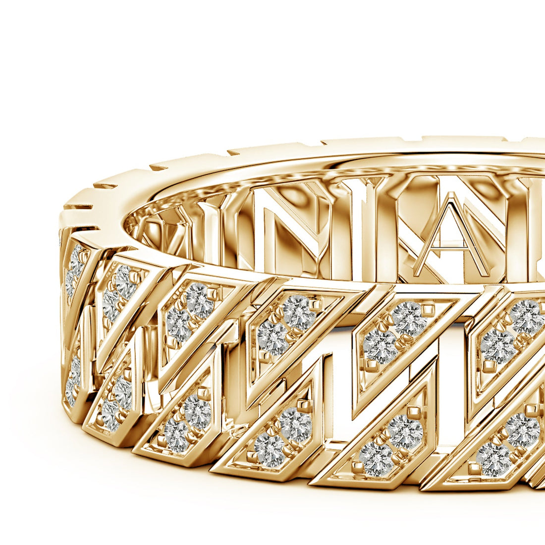 Pave-Set Diamond Men's Octagon-Shaped Ring