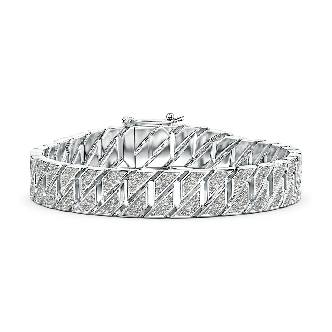 Pave Diamond Men's Octagon-Shaped Link Chain Bracelet