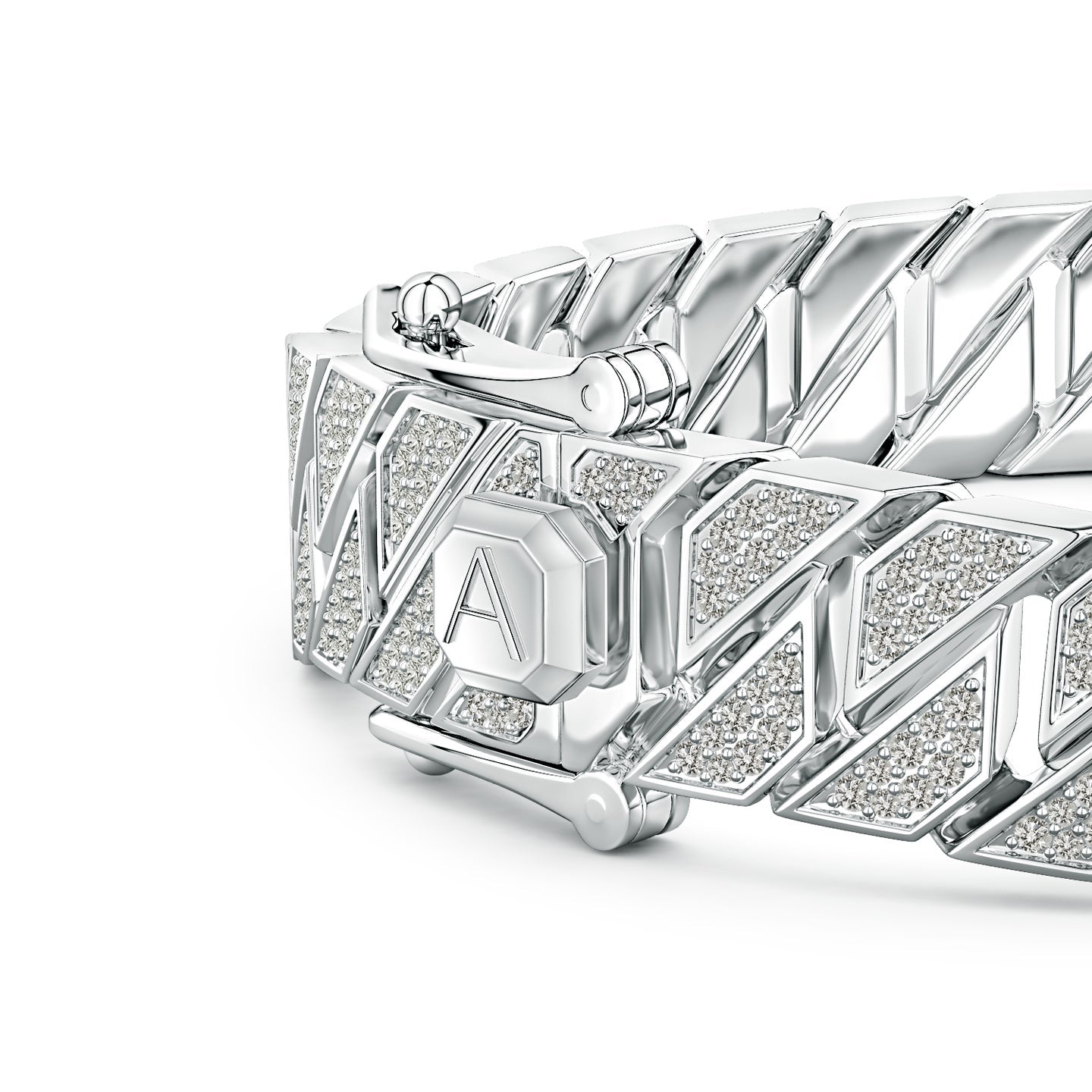 Pave Diamond Men's Octagon-Shaped Link Chain Bracelet