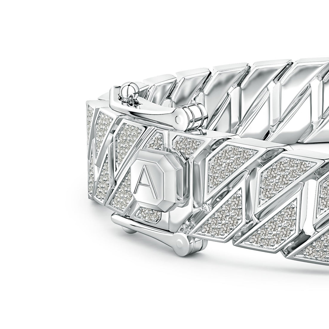 Pave Diamond Men's Octagon-Shaped Link Chain Bracelet