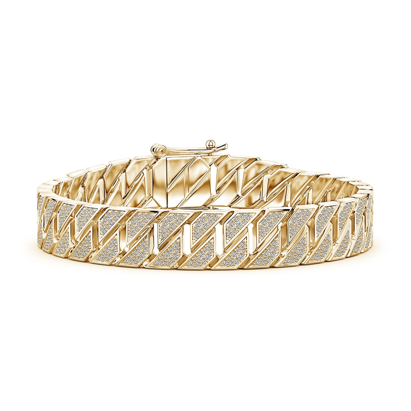 Pave Diamond Men's Octagon-Shaped Link Chain Bracelet