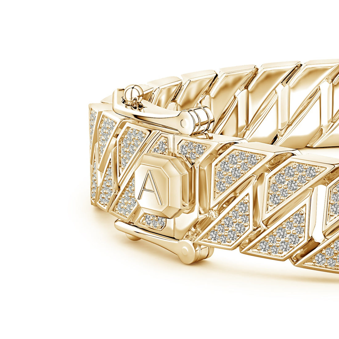 Pave Diamond Men's Octagon-Shaped Link Chain Bracelet