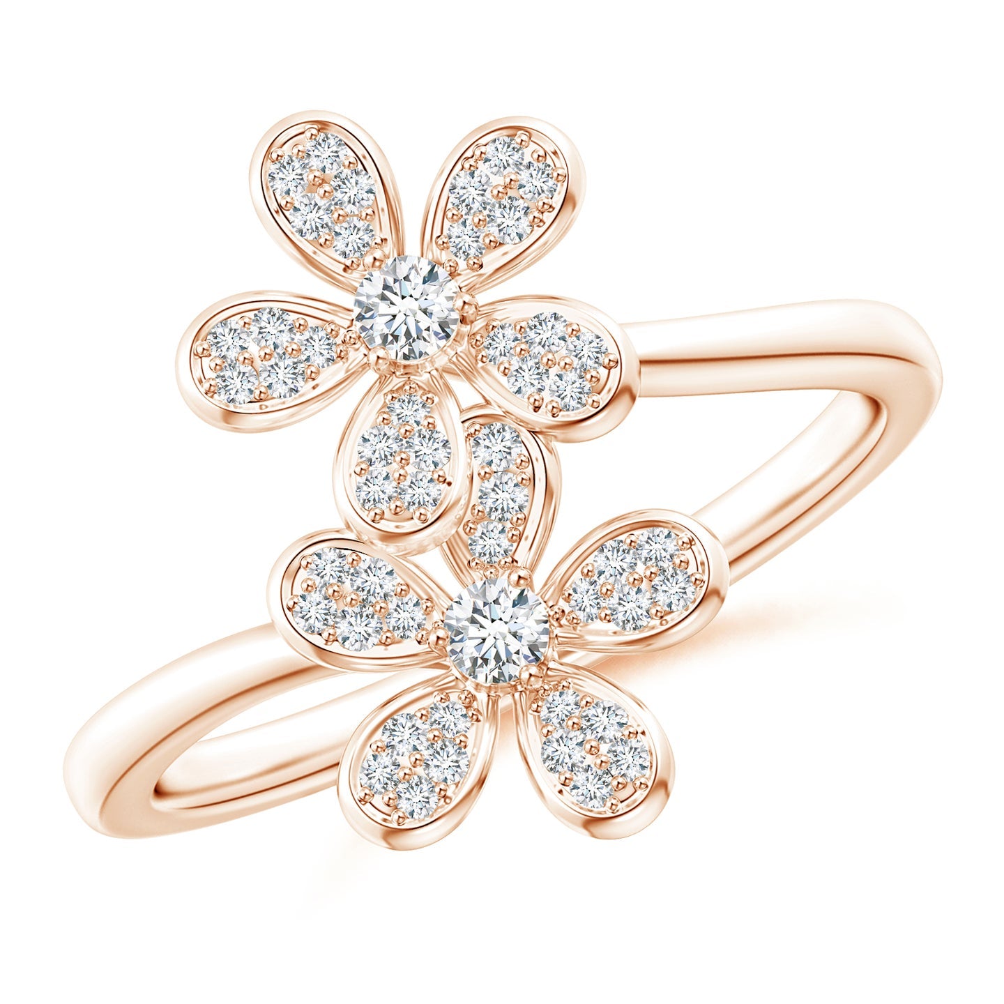 Lab-Grown Diamond Five Petal Flower Fashion Ring