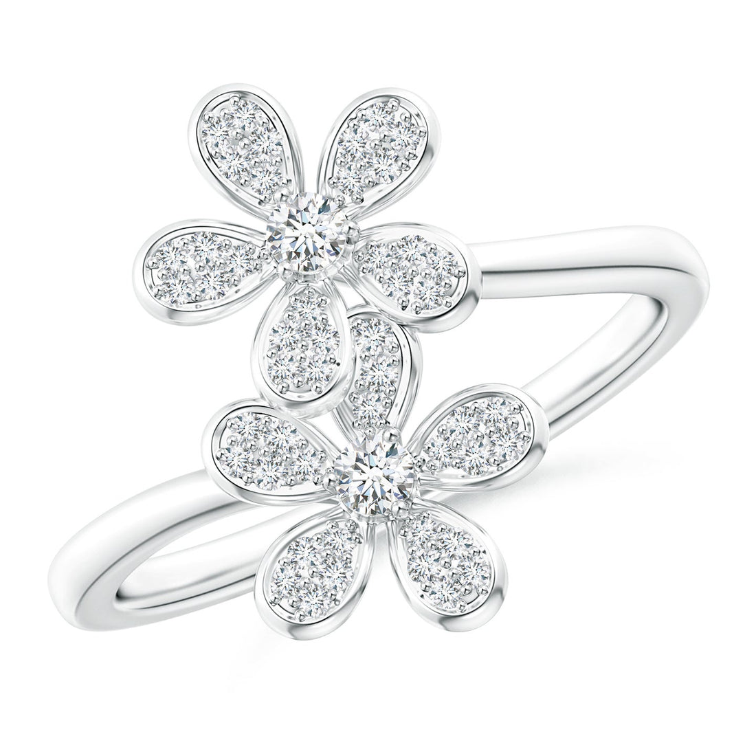 Lab-Grown Diamond Five Petal Flower Fashion Ring