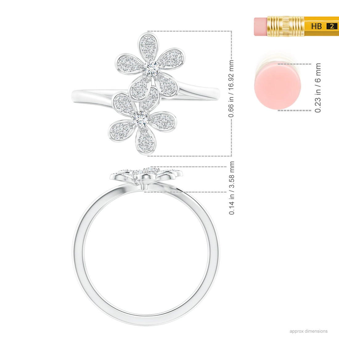 Lab-Grown Diamond Five Petal Flower Fashion Ring