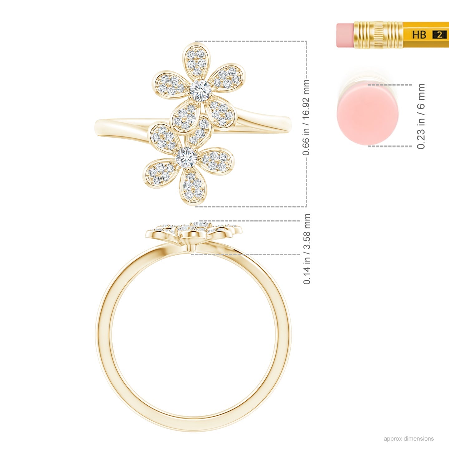 Lab-Grown Diamond Five Petal Flower Fashion Ring