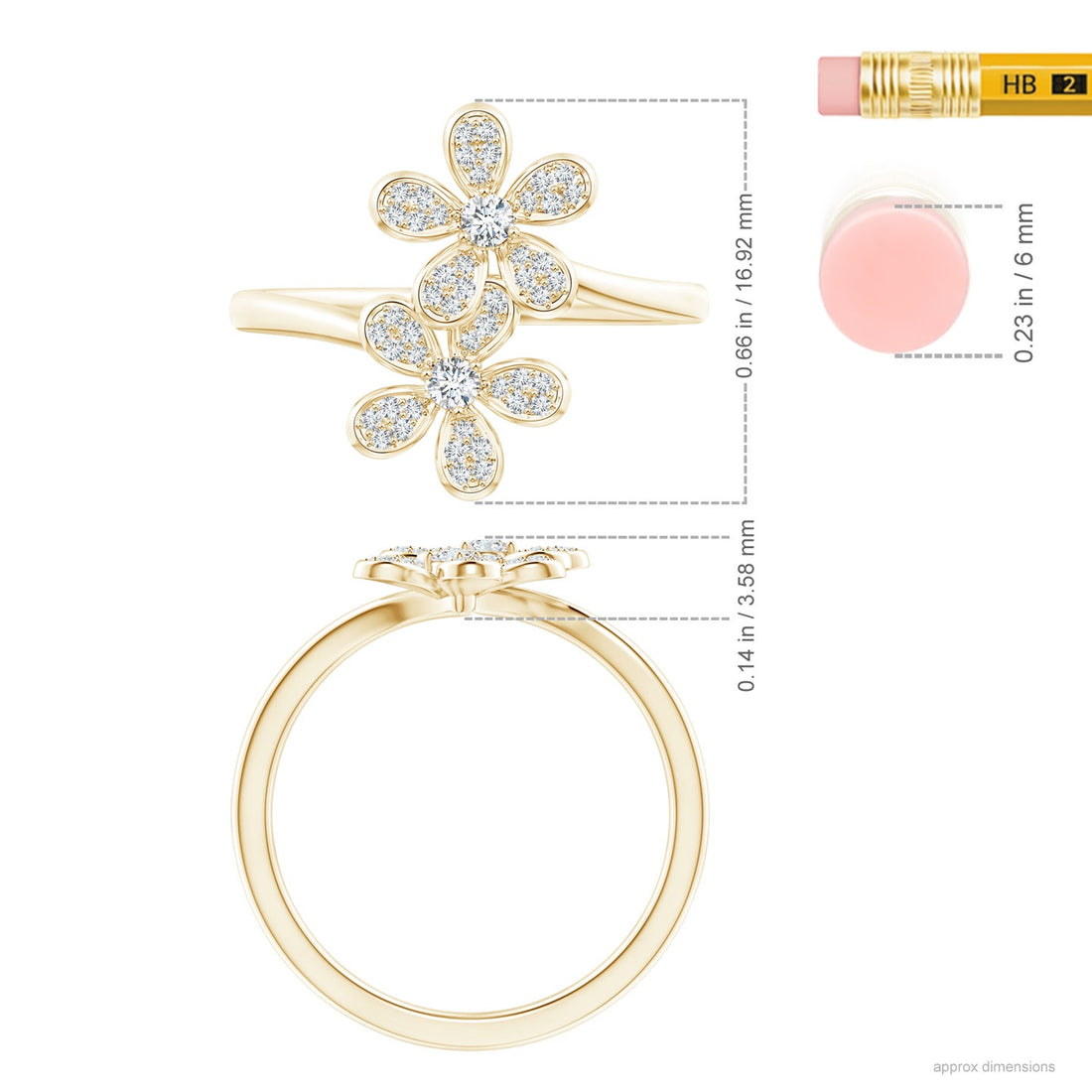 Lab-Grown Diamond Five Petal Flower Fashion Ring