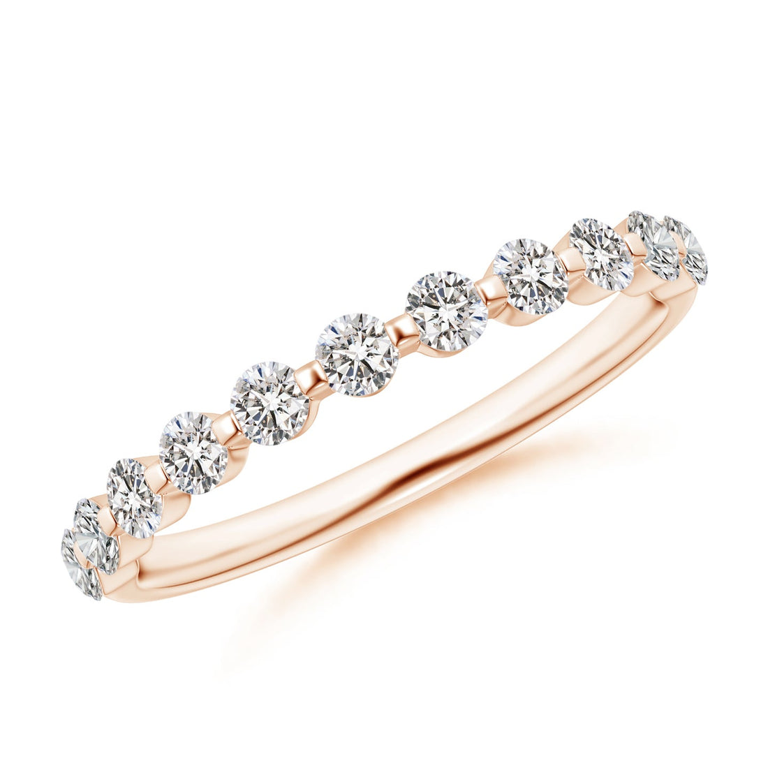 Floating Round Diamond Half Eternity Engagement & Wedding Band