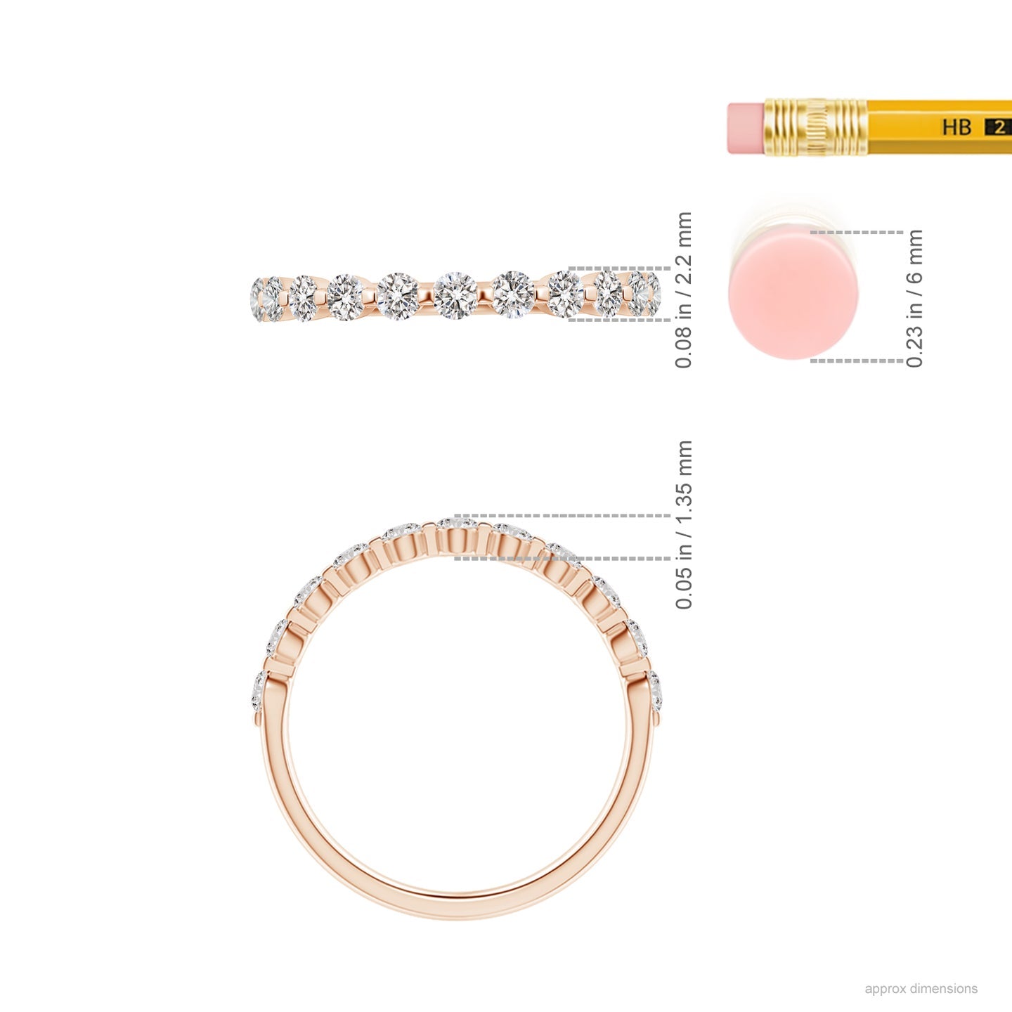 Floating Round Diamond Half Eternity Engagement & Wedding Band
