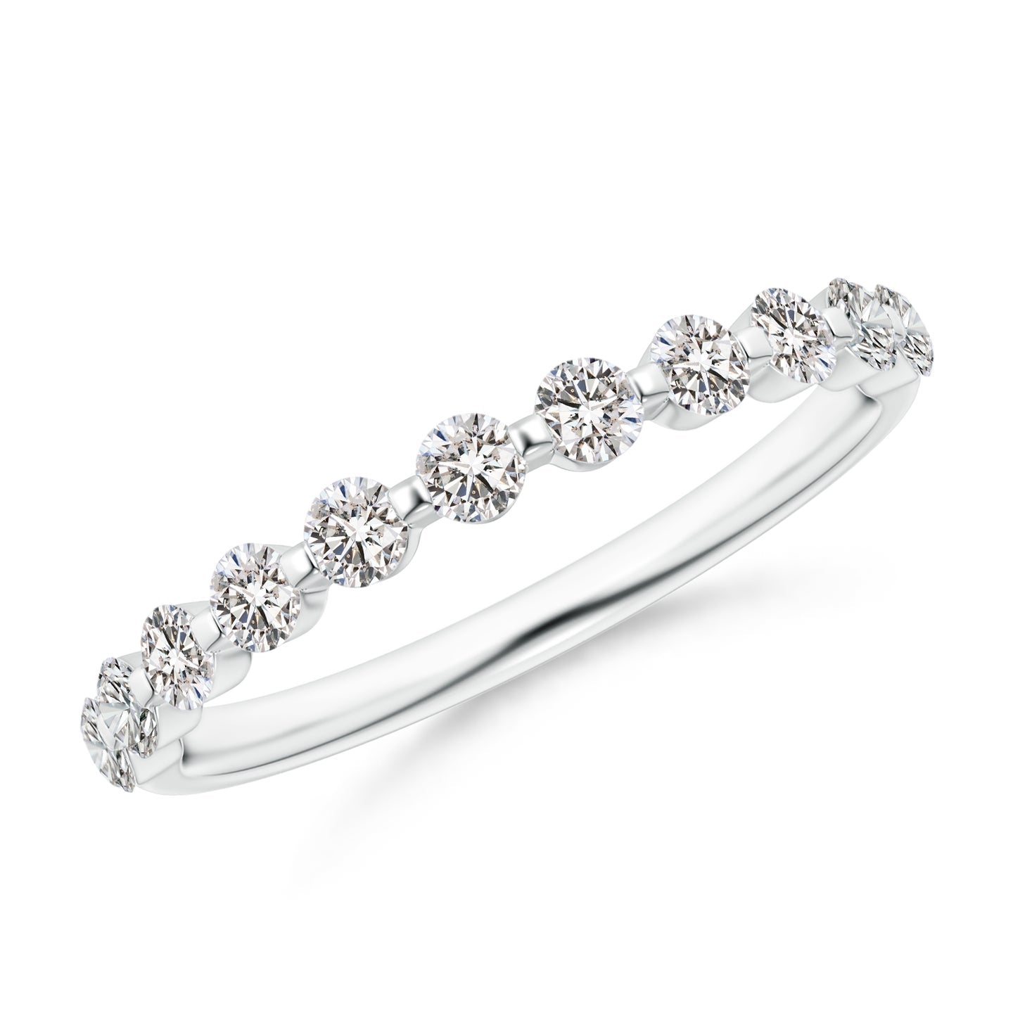 Floating Round Diamond Half Eternity Engagement & Wedding Band