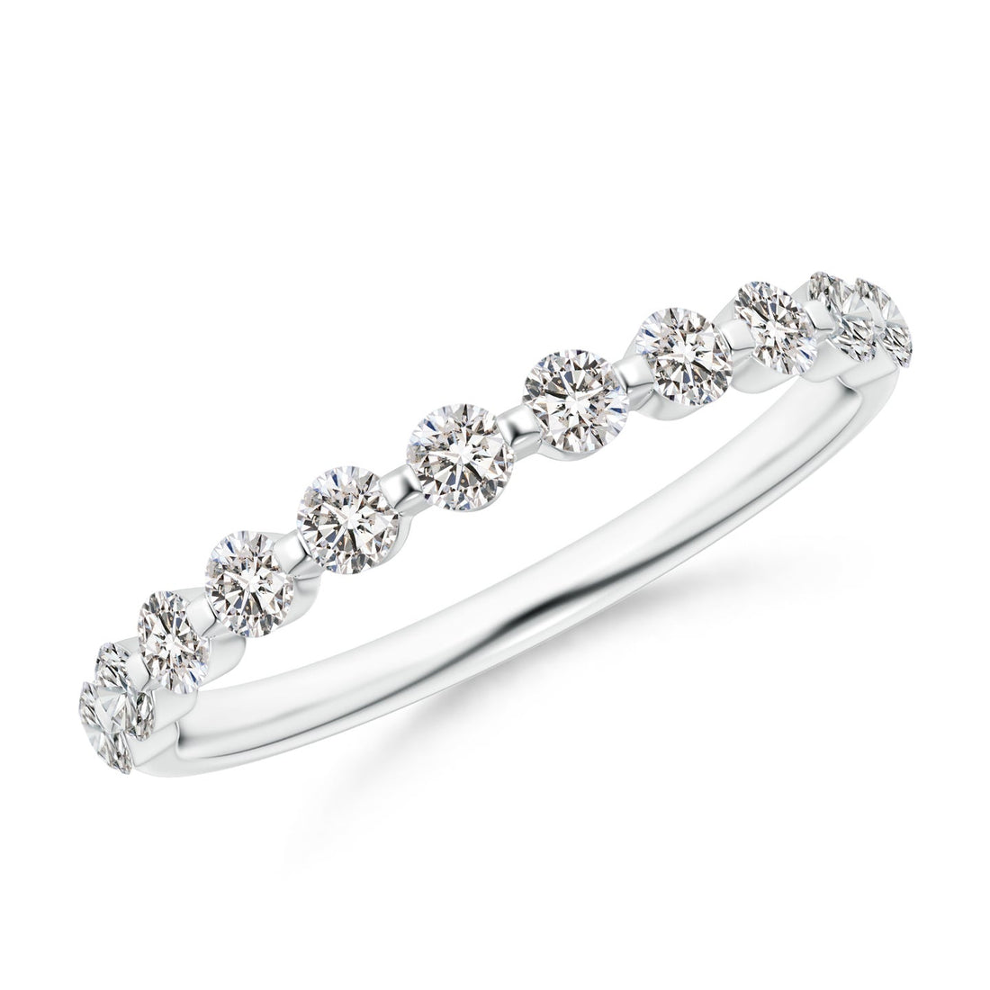 Floating Round Diamond Half Eternity Engagement & Wedding Band