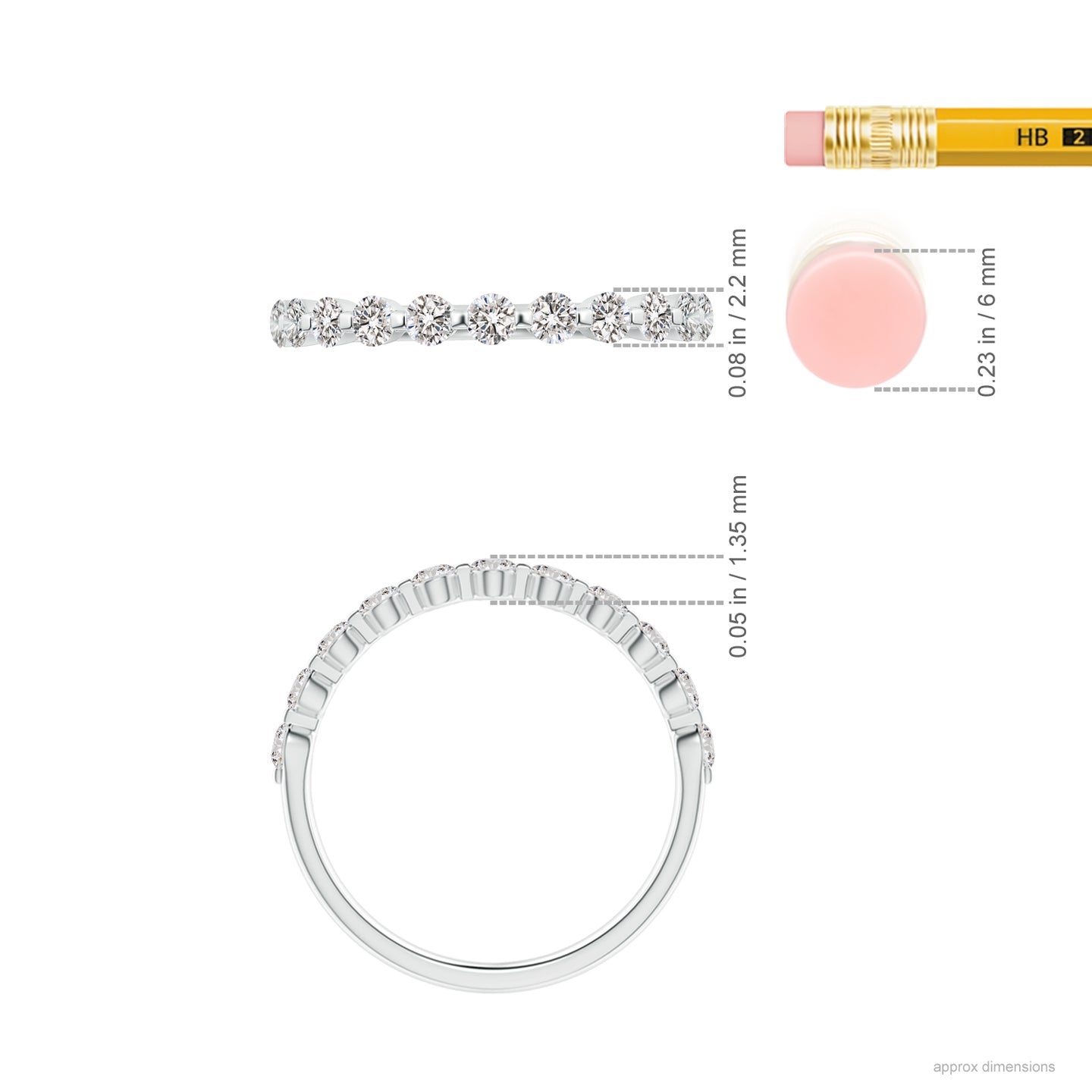 Floating Round Diamond Half Eternity Engagement & Wedding Band