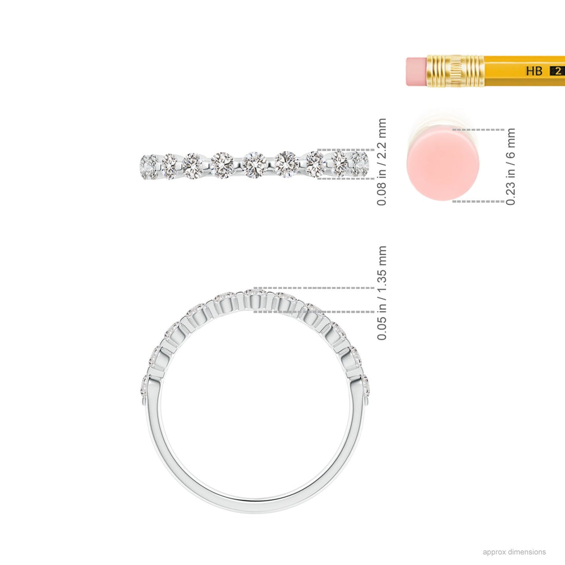 Floating Round Diamond Half Eternity Engagement & Wedding Band