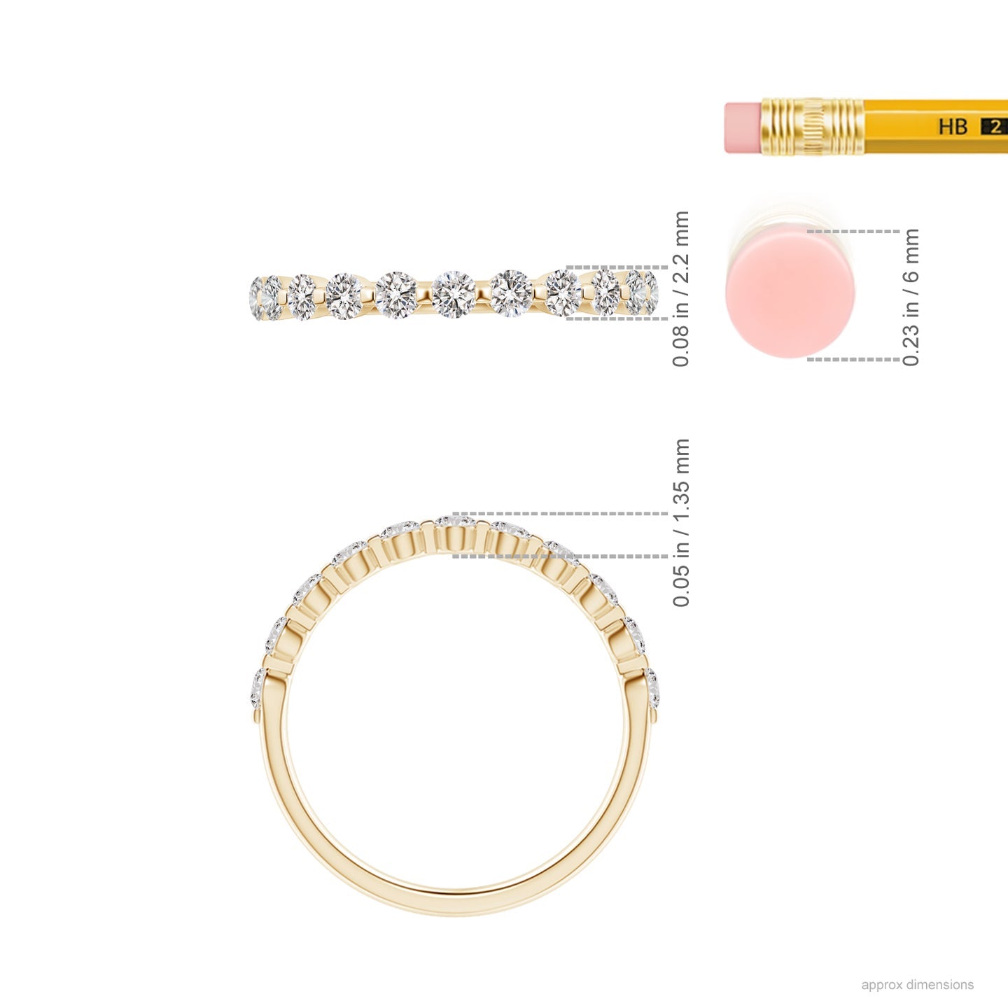 Floating Round Diamond Half Eternity Engagement & Wedding Band