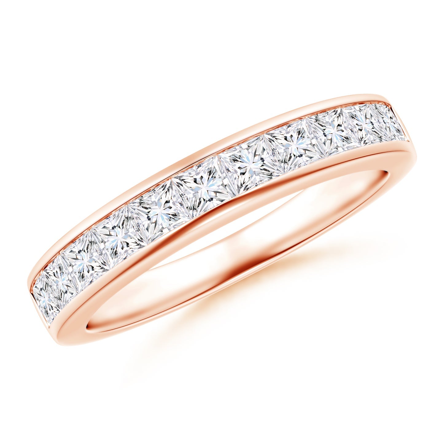 Princess Cut Lab Grown Diamond Channel Set Half Eternity Engagement & Wedding Band