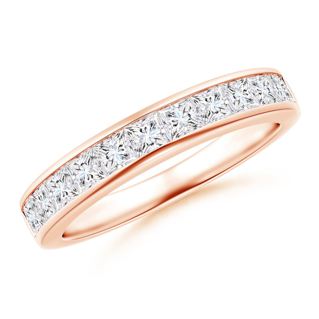 Princess Cut Lab Grown Diamond Channel Set Half Eternity Engagement & Wedding Band