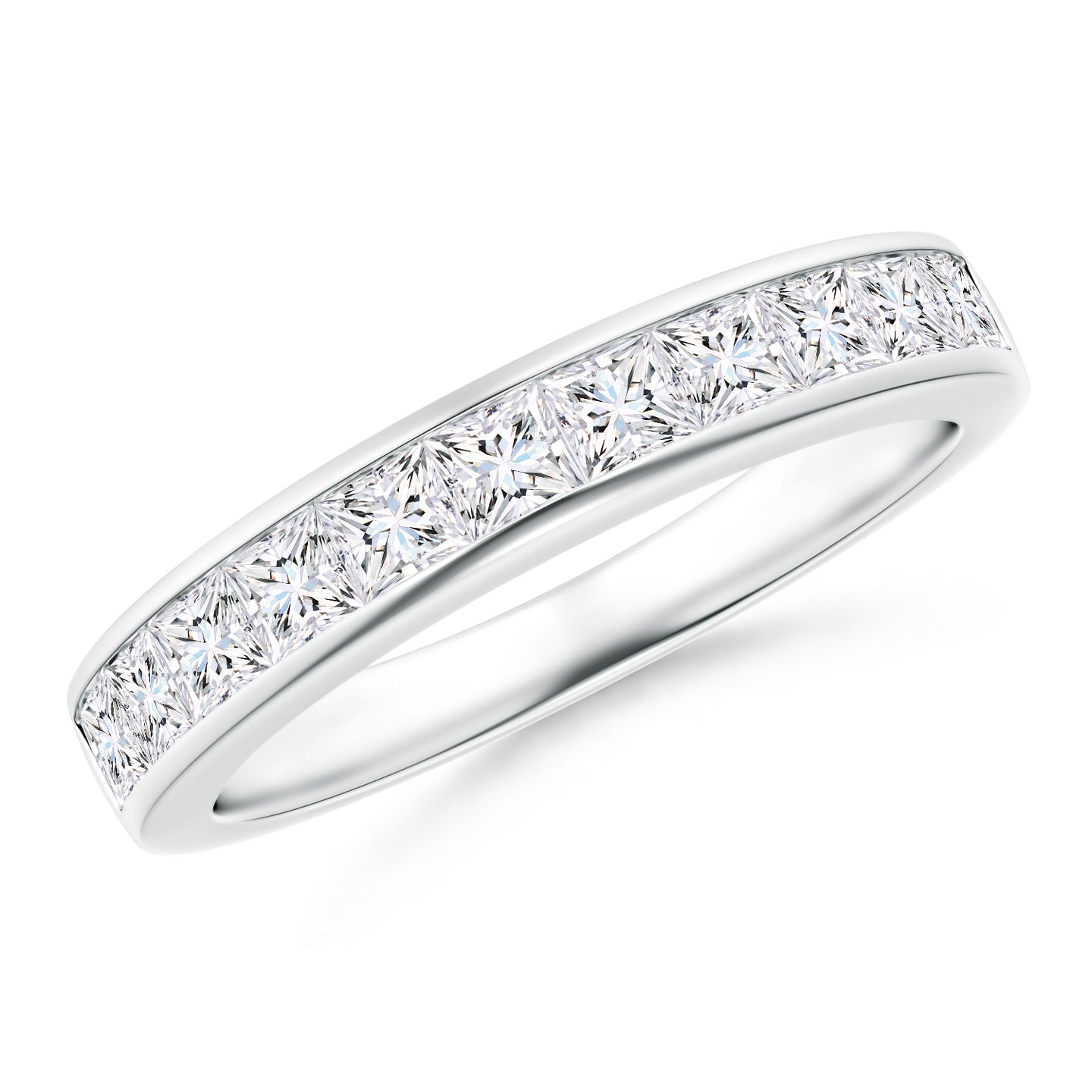 Princess Cut Lab Grown Diamond Channel Set Half Eternity Engagement & Wedding Band