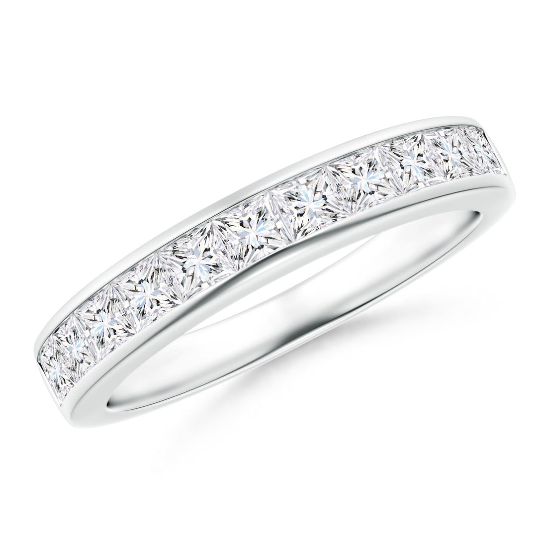 Princess Cut Lab Grown Diamond Channel Set Half Eternity Engagement & Wedding Band