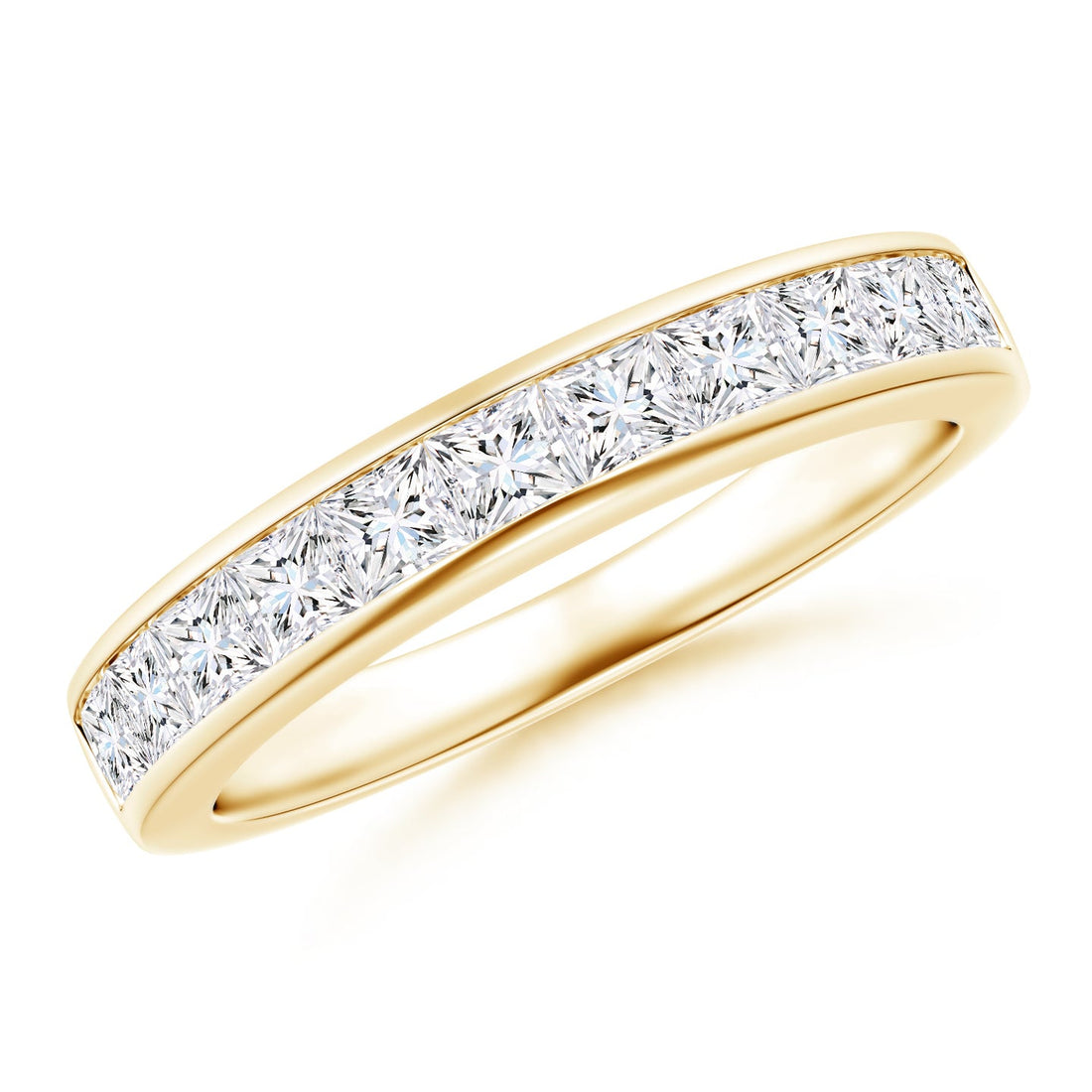 Princess Cut Lab Grown Diamond Channel Set Half Eternity Engagement & Wedding Band