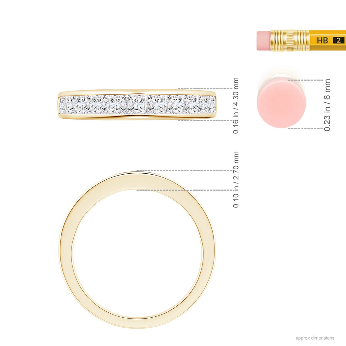 Princess Cut Lab Grown Diamond Channel Set Half Eternity Engagement & Wedding Band