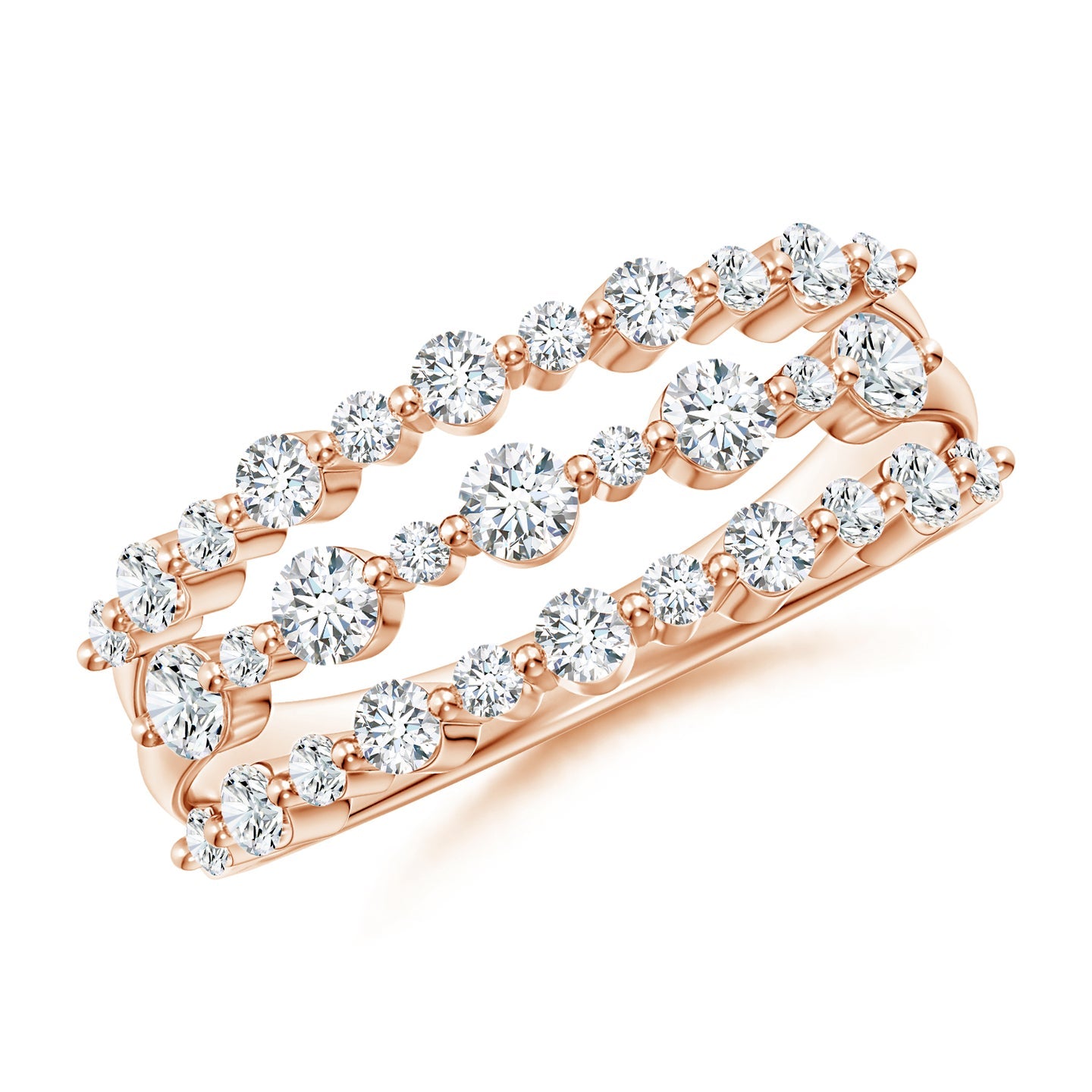 Three-Row Shared Prong Lab Grown Diamond Wide Engagement & Wedding Band Ring