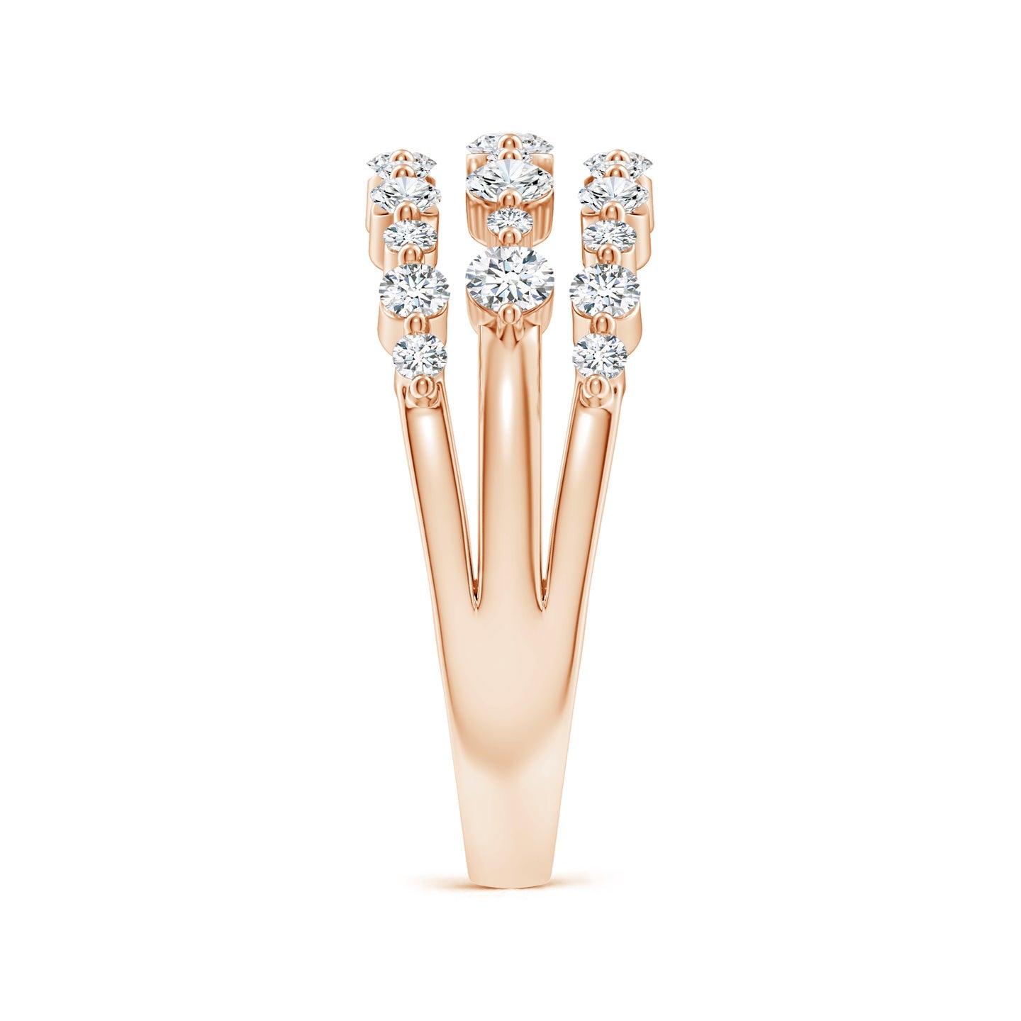 Three-Row Shared Prong Lab Grown Diamond Wide Engagement & Wedding Band Ring