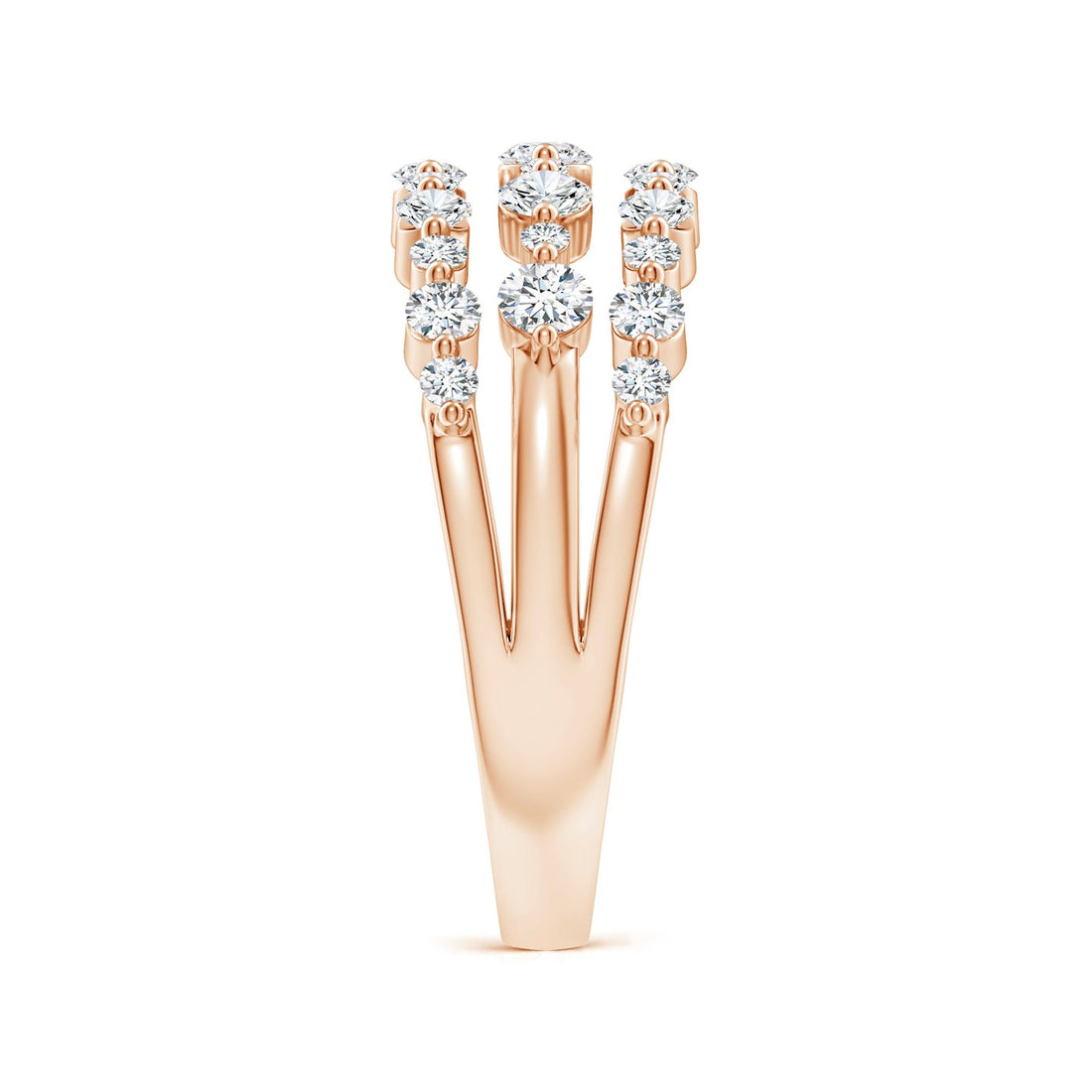Three-Row Shared Prong Lab Grown Diamond Wide Engagement & Wedding Band Ring
