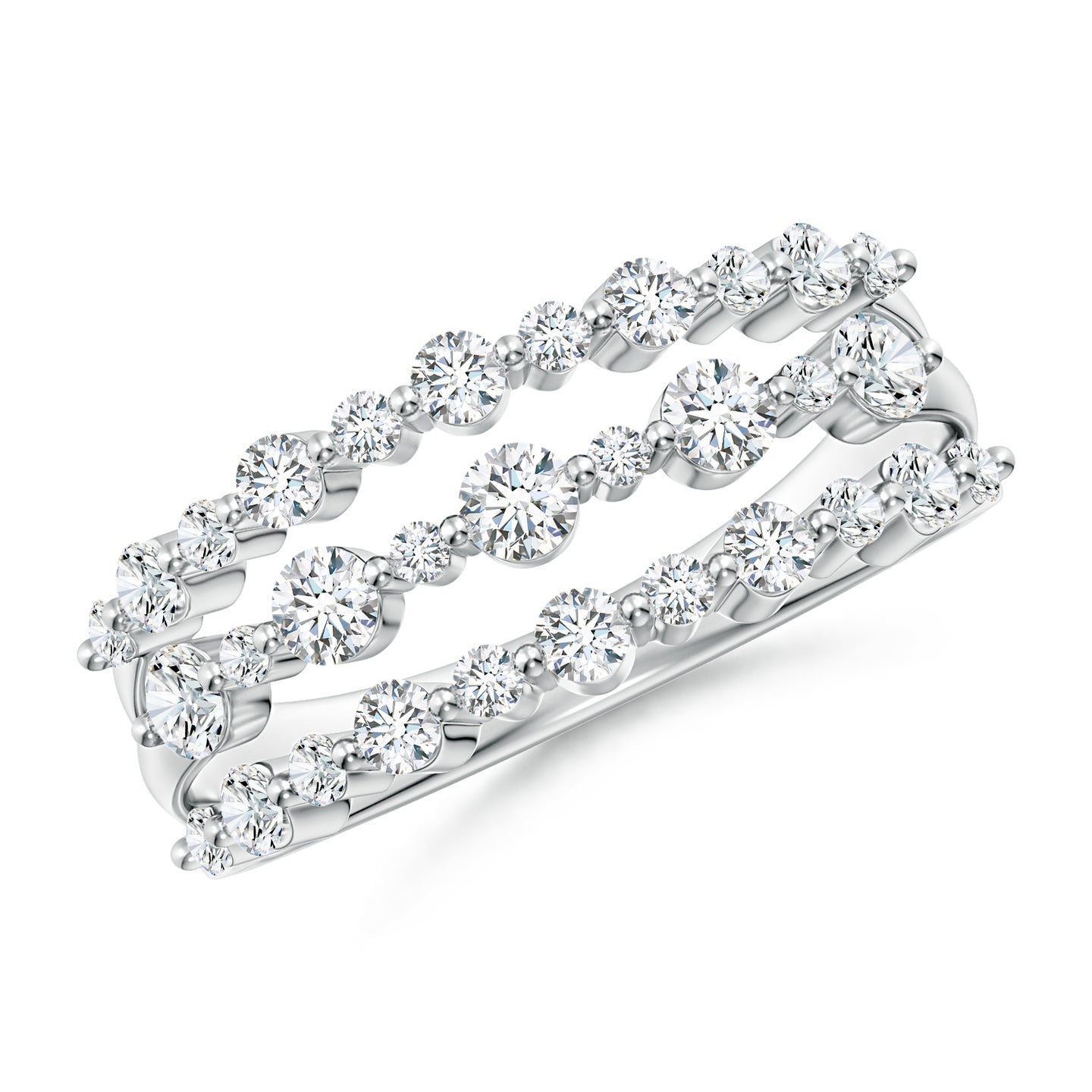 Three-Row Shared Prong Lab Grown Diamond Wide Engagement & Wedding Band Ring