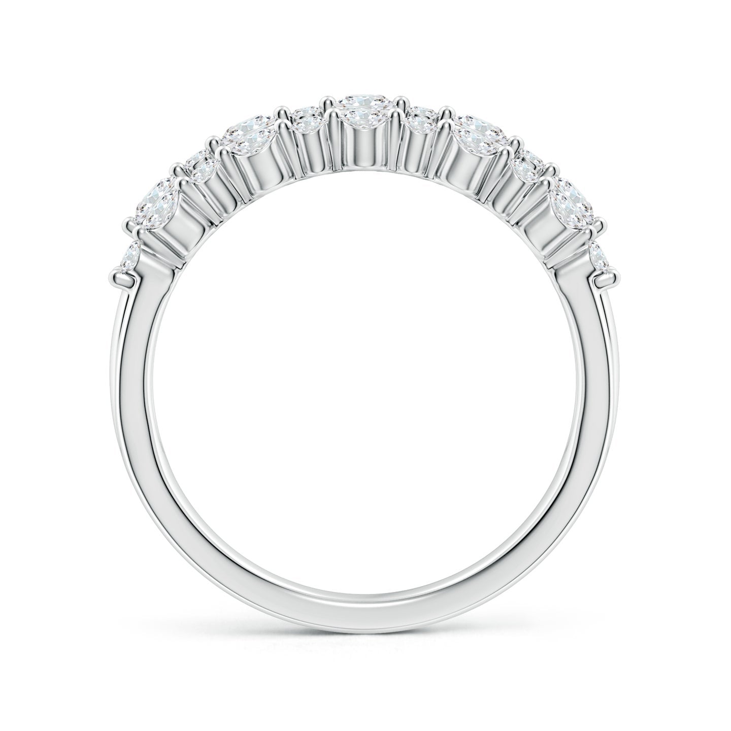 Three-Row Shared Prong Lab Grown Diamond Wide Engagement & Wedding Band Ring