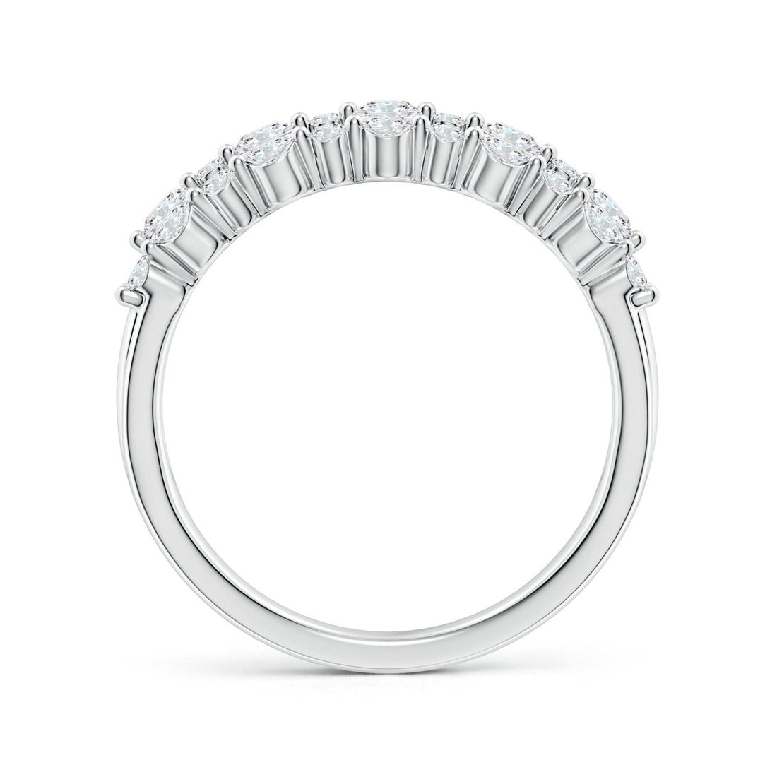 Three-Row Shared Prong Lab Grown Diamond Wide Engagement & Wedding Band Ring