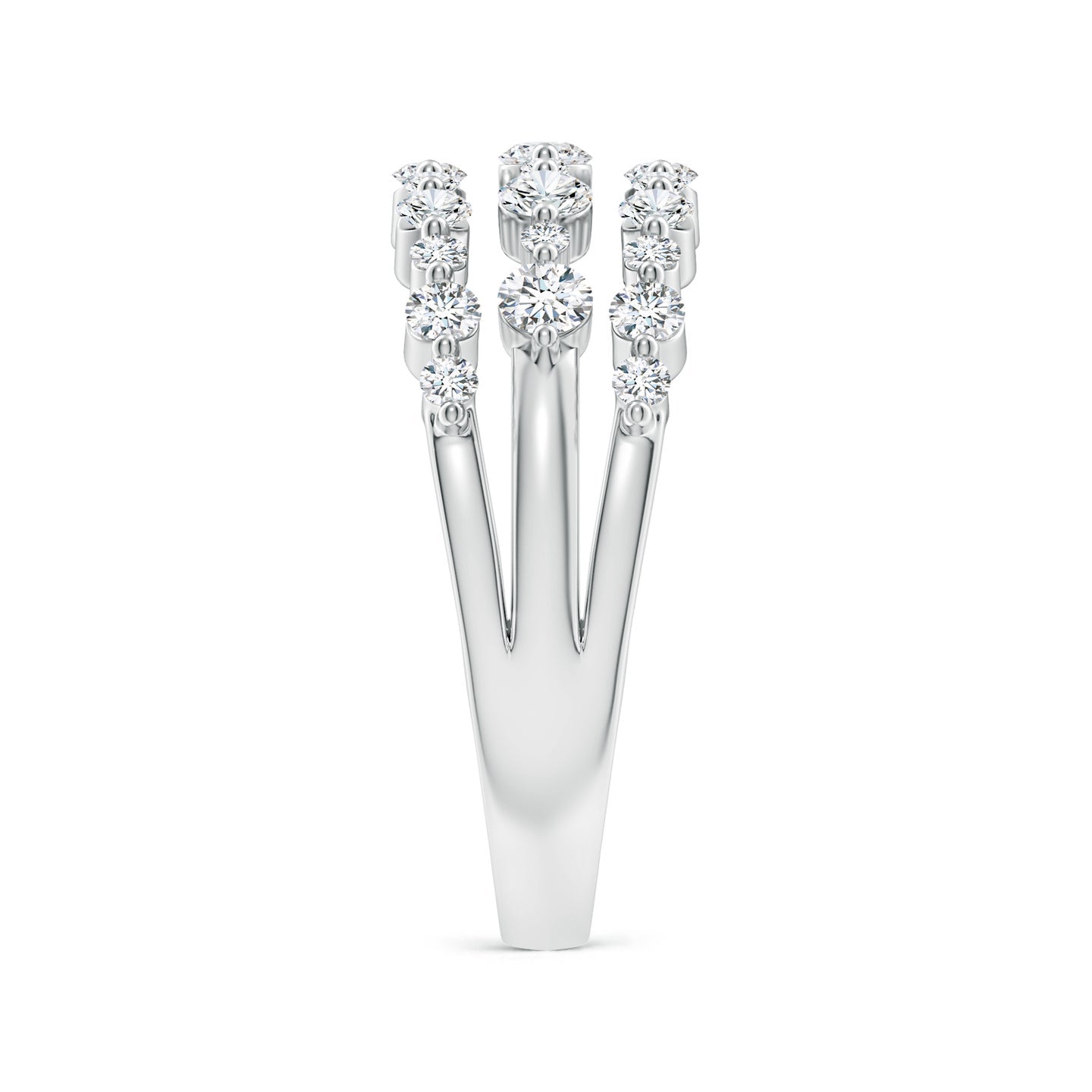 Three-Row Shared Prong Lab Grown Diamond Wide Engagement & Wedding Band Ring