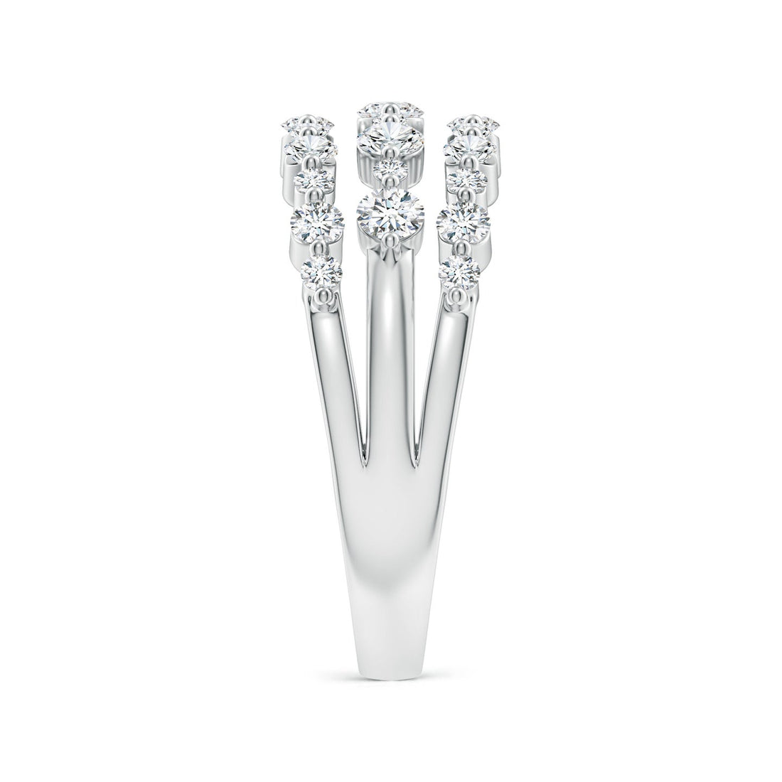 Three-Row Shared Prong Lab Grown Diamond Wide Engagement & Wedding Band Ring