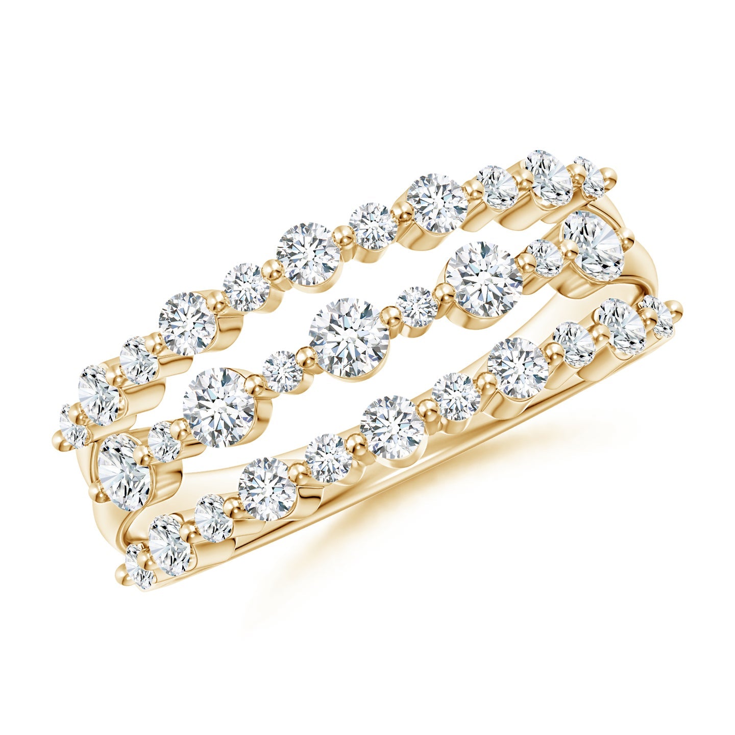 Three-Row Shared Prong Lab Grown Diamond Wide Engagement & Wedding Band Ring