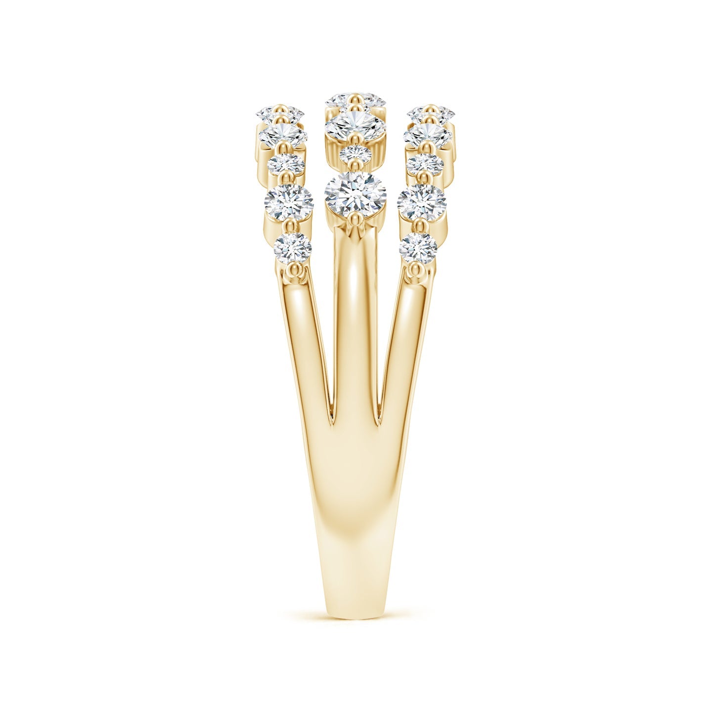 Three-Row Shared Prong Lab Grown Diamond Wide Engagement & Wedding Band Ring