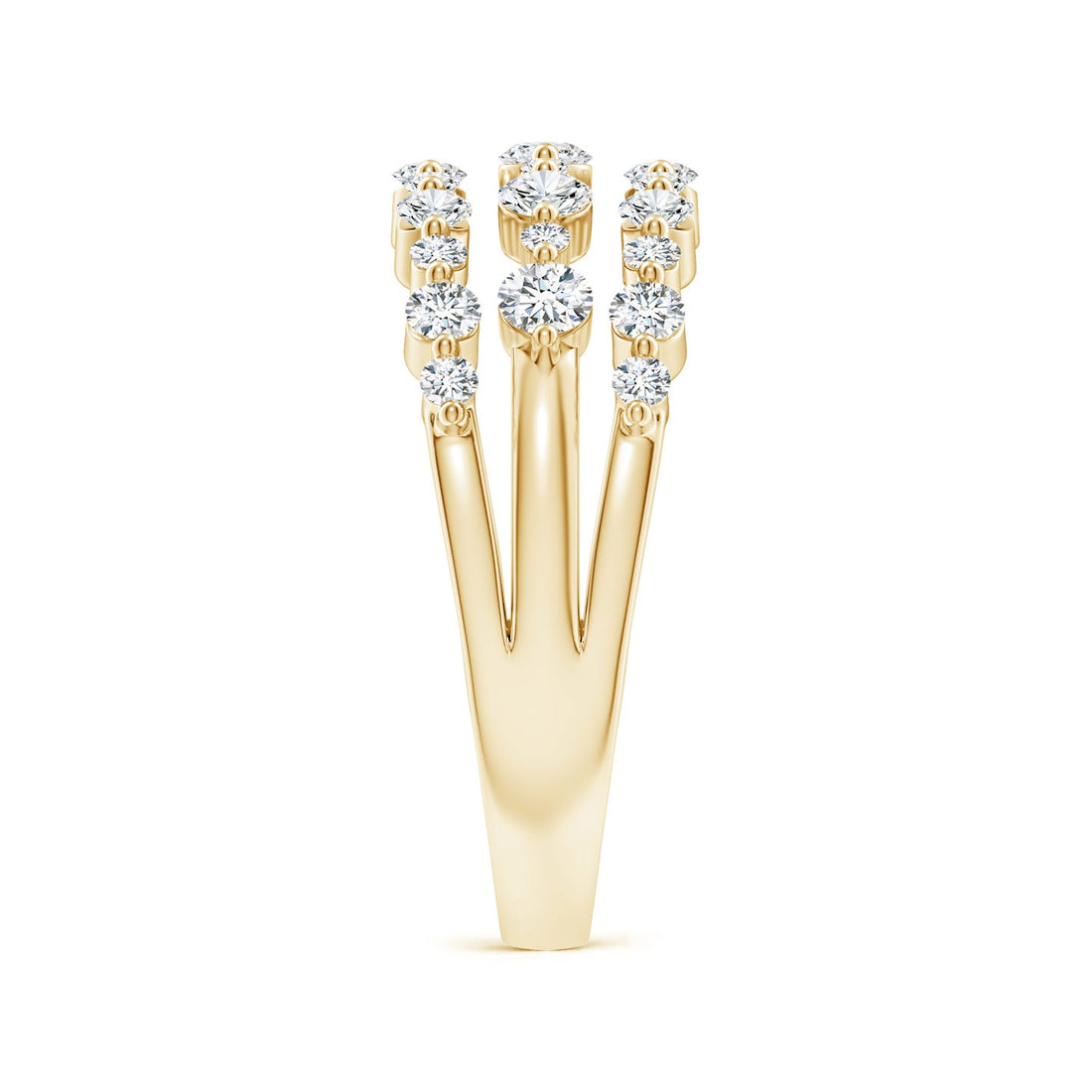 Three-Row Shared Prong Lab Grown Diamond Wide Engagement & Wedding Band Ring